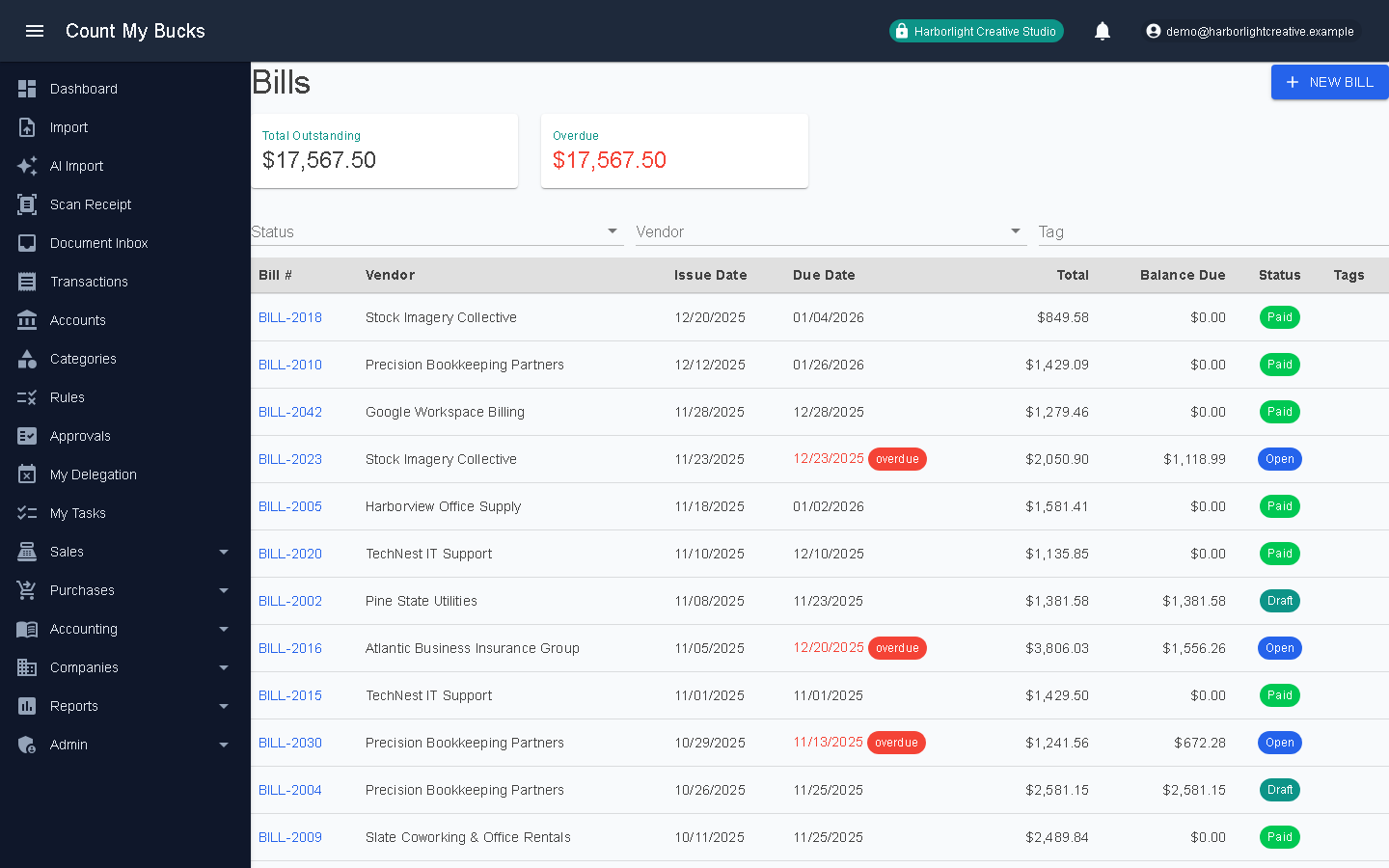 Bills screenshot