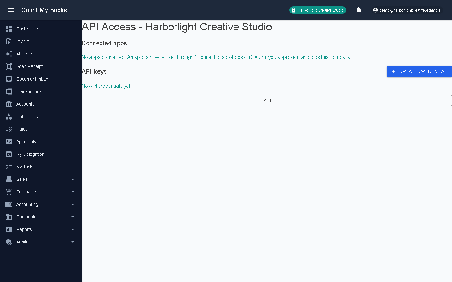 API Access screenshot