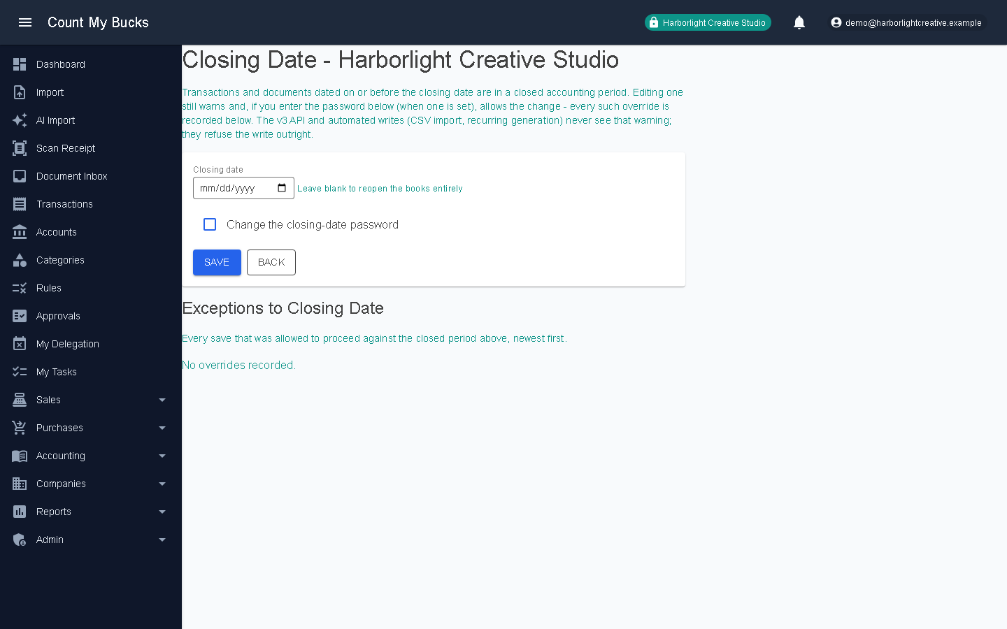 Closing Date screenshot