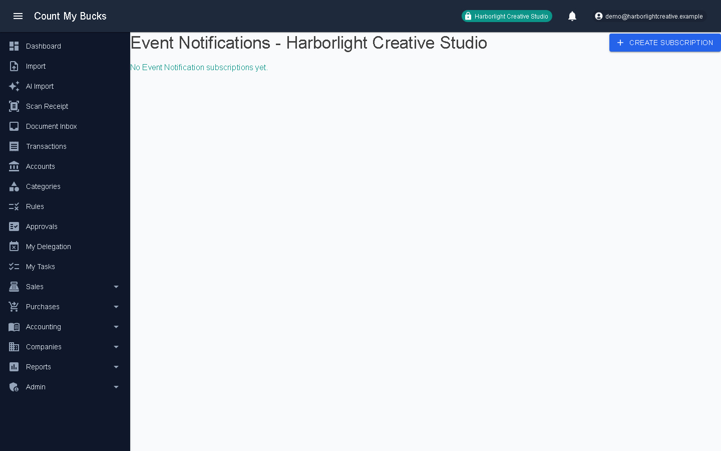 Event Notifications screenshot
