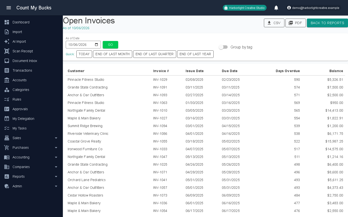 Open Invoices screenshot
