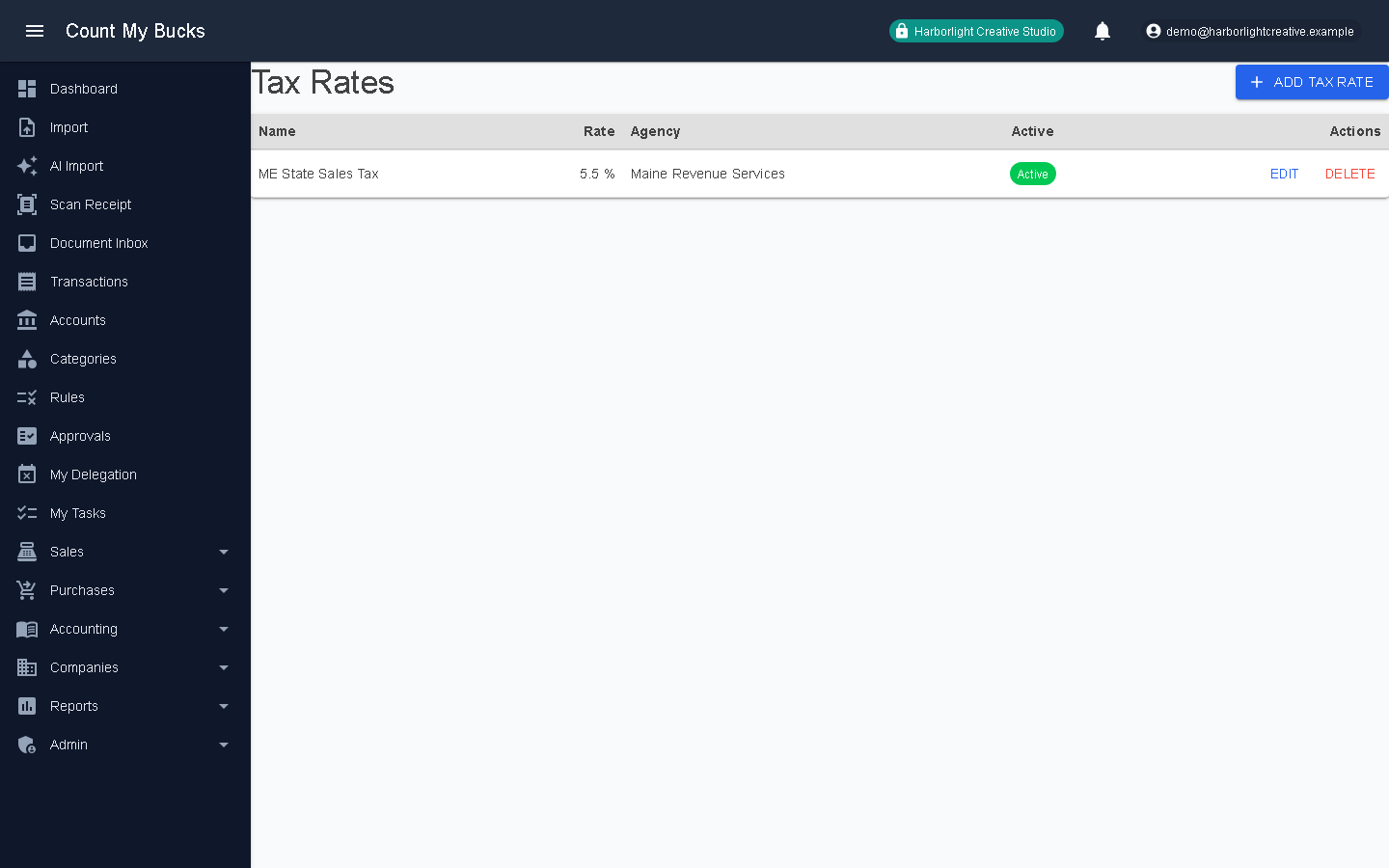 Sales Tax Rates screenshot