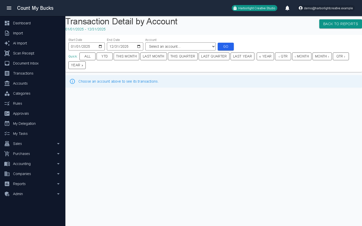 Transaction Detail by Account screenshot