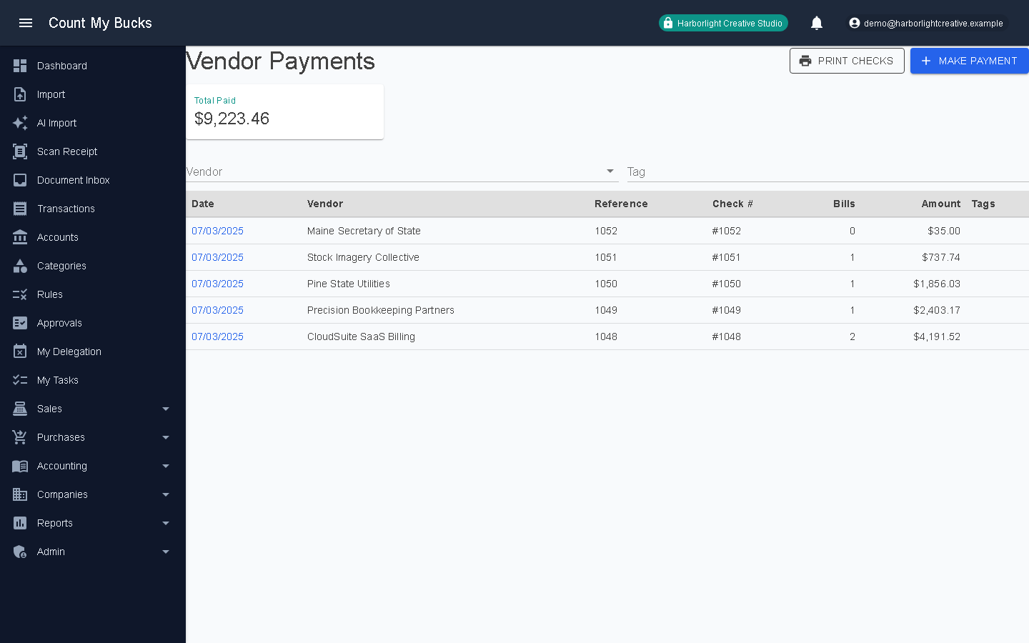 Vendor Payments screenshot
